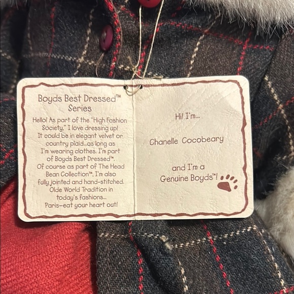 Vintage Boyds Bears Brown and Red Stuffed Animal with Cozy Outfit - Picture 3 of 12